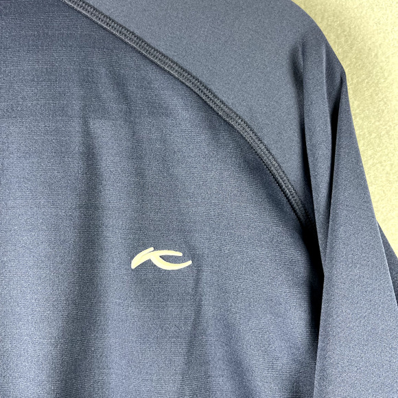 KJUS Golf Keano Half Zip Pullover Mens 2XL Blue Stripe Performance UPF 50 Logo - Picture 15 of 16